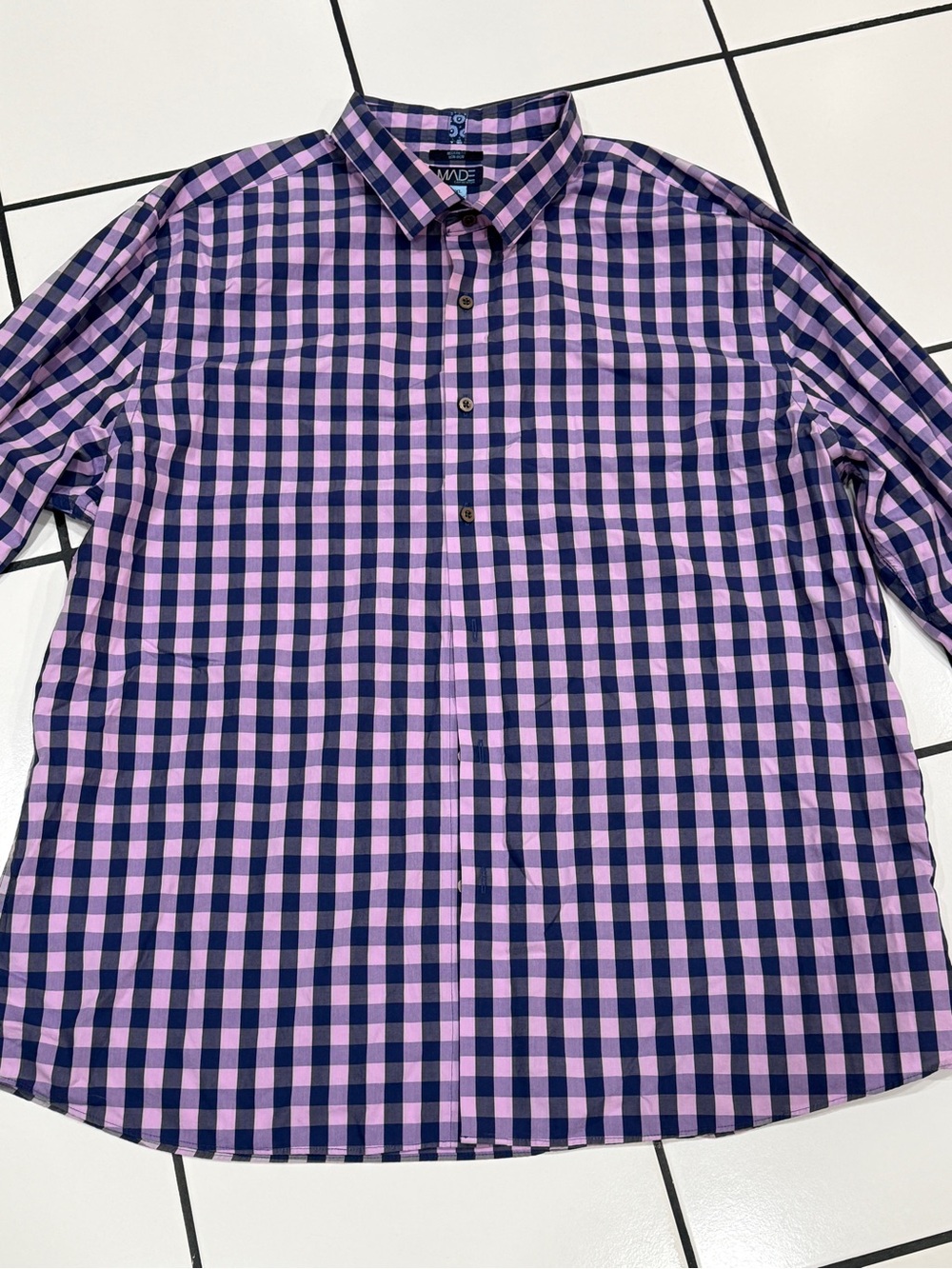 Newton Navy and Pink Check Cotton Button-Down Shirt